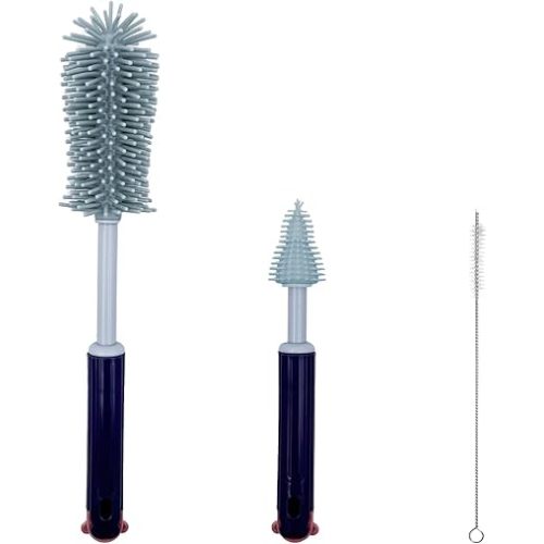 Breast Pump Cleaning Brush Kit,Bottle Brush Washer Set for Breast Pumps,3 in 1 Baby Bottle Nipple Pump Parts Cleaner Compatible with Momcozy,Medela,NCVI,Lansinoh and More Brands (Blue)
