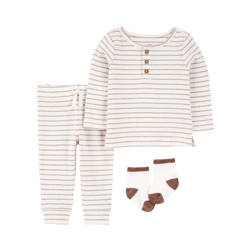 Baby 3-Piece Striped Tee & Pant Set - Ivory - Carter's | Carter's