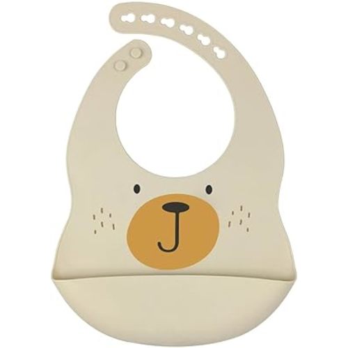 Silicone Bib for Babies & Toddlers - Bear Bib - Essential Baby Eating Accessory - Soft Adjustable Silicone Bib Unisex - Waterproof Food Catcher Bib