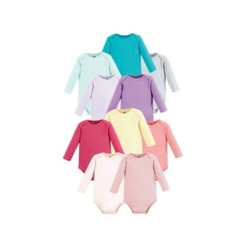Hudson Baby Cotton Long Sleeve Bodysuit, 10-Pack, Newborn-18 Months