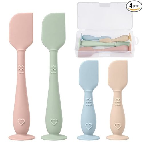4-Pack Diaper Cream Spatula with Travel Case, Soft Baby Butt Spatula – Silicone Butt Paste Spatula, Convenient Diaper Spatula, Ideal Baby Shower Gift