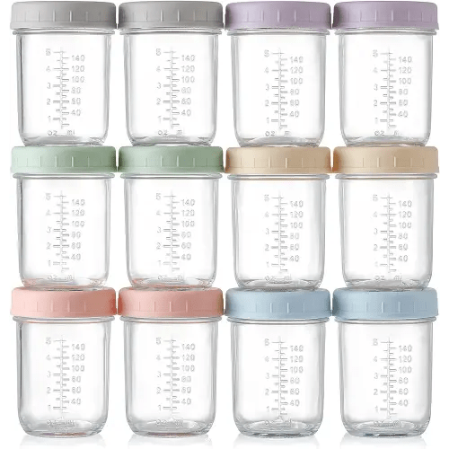 VITEVER 12 Piece Glass Clear Baby Food Storage Containers | 8 oz | Microwave, Dishwasher & Freezer Safe | Baby Food Storage, Baby Food Maker