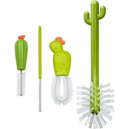 Boon Cacti Replacement Baby Bottle Brushes - Includes Bottle Cleaner Brush, Straw Cleaner Brush, Nipple Brush and Detail Brush for Baby Bottles - Newborn Essentials - Sage - 4 Count