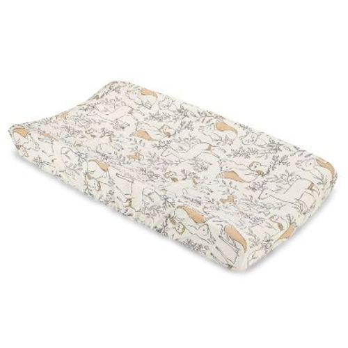 Crane Baby Cotton Quilted Change Pad Cover - Ezra Woodland