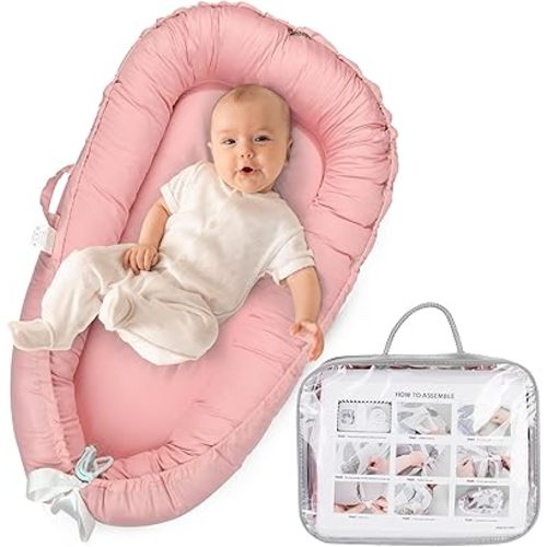 Baby Lounger - Breathable & Soft Baby Lounger for Newborn 0-24 Months, Soft Portable Baby Lounger Pillow, Newborn Babies Essentials, Snuggle Lounger Me