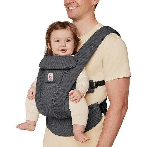 Ergobaby Omni Deluxe All Carry Positions Breathable Mesh Baby Carrier with Enhanced Lumbar Support & Airflow, Newborn to Toddler, (Holds 7-45 lbs), Graphite Grey