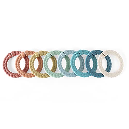 Itzy Ritzy Linking Ring Set; Set of 8 Braided, Rainbow-Colored Versatile Teething Rings; Baby Car Seat Toy, Stroller Toy & Hanging Toy for Baby Gym; Rainbow