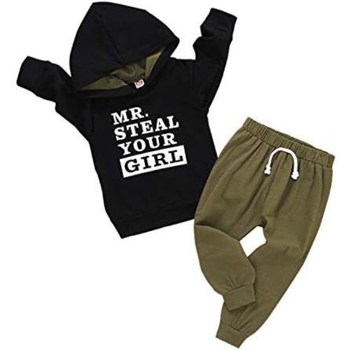 ZOEREA Toddler Baby Boys Clothes Letter Printed Hoodie Sweatshirt Tops+Camouflage Long Pants 2PCS Outfits Set
