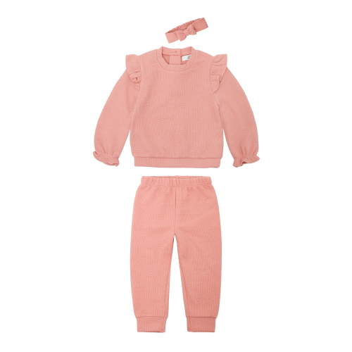 Wonderluxe Baby Girls' Long Sleeve Sweatshirt and Pant, 3-Piece Set, Sizes 0-3M-24M
