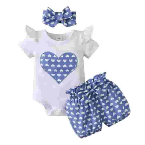 Rvkxad 0-3 Months Baby Girl Clothes Summer Ruffle Short Sleeve Romper and Pant 3Pcs Set Newborn Baby Girl Clothes