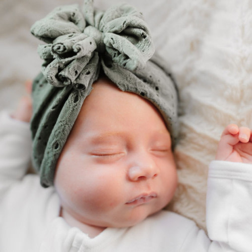 Bunny Knots Headwrap - Vintage Sage, Newborn