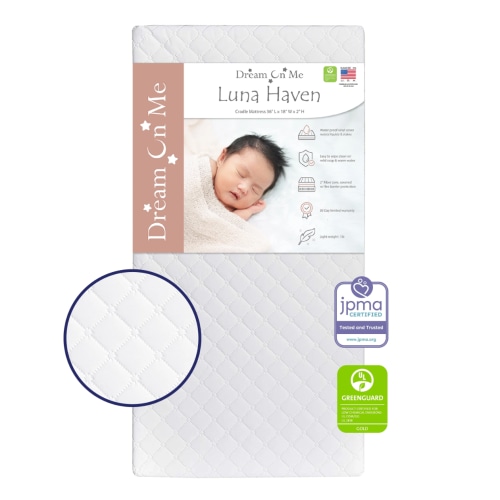 Dream on Me Luna/Haven 1.5” Waterproof Infant Cradle Foam Mattress for Kids