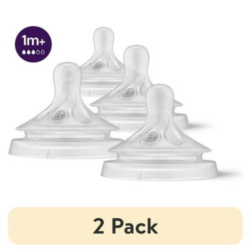 (2 pack) Philips Avent Natural Response Nipples, Medium Flow (Flow 3), 4-Pack, SCY963/04