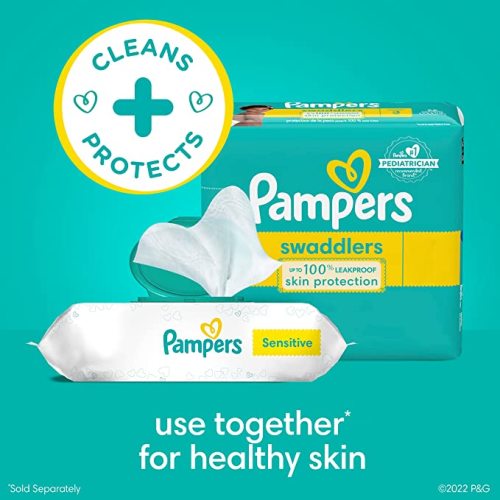 Baby Wipes, Pampers Sensitive Water Based Baby Diaper Wipes, Hypoallergenic and Unscented, 7 Pop-Top Packs, 504 Count Total Wipes (Packaging May Vary)