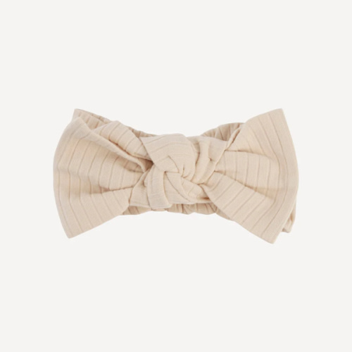 large bow elastic headband | oatmeal | organic cotton wide rib