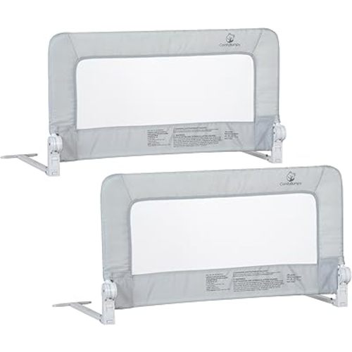 ComfyBumpy Toddler Bed Rail Guard | Bed Rails for Kids, Twin, Full, Queen & King Size Bed - Adjustable Bed Rail for Toddlers - Swing Down Baby Bed Side Rail - Gray, Regular (35.5" x 19.5"), Pack of 2