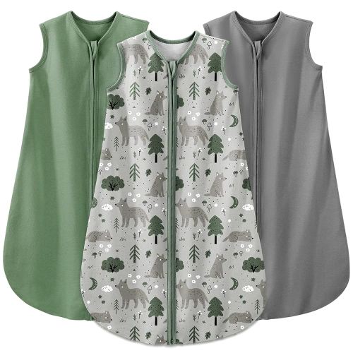 Yoofoss Baby Sleep Sack 0-6 Months Baby Wearable Blanket 100% Organic Cotton 2-Way Zipper Toddler Sleeping Sack, 3 Pack Soft Lightweight Sleep Sacks for Babies