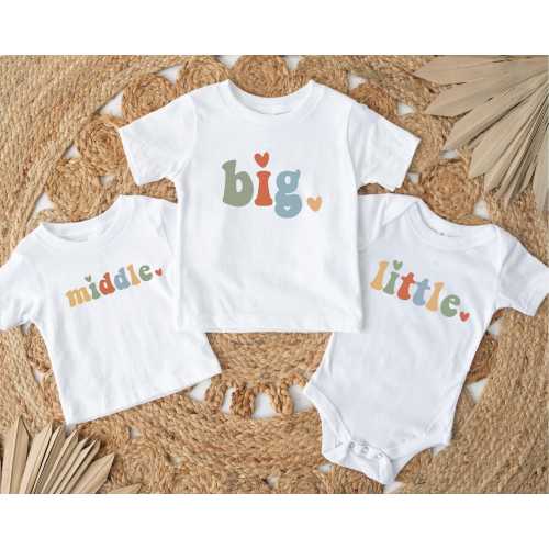 Big Middle Little Sibling T-shirt, Siblings Matching Shirts, Sibling Announcement Tee, Big Brother Little Brother T-shirt, Cousin Squad Tee
