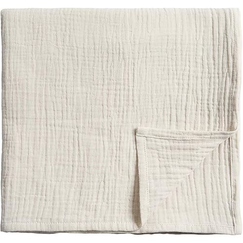 Meracorallo Muslin Swaddle Blanket, 100% Organic Cotton Receiving Blanket Soft and Breathable Swaddle Wrap for Baby Boys and Girls, Cream