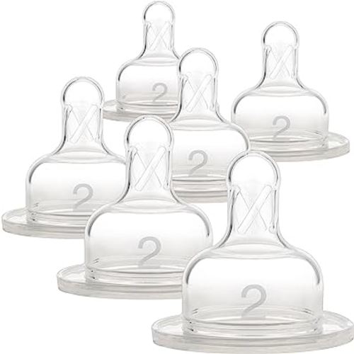 Dr. Brown's Original Wide-Neck Nipple, Level 2 (3m+), 6-Pack