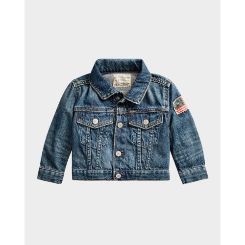 Boy's Faded Cotton Denim Jacket, Size 3M-24M