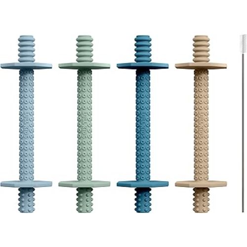 Hollow Teething Tubes - Baby Teething Toys for Babies 6+ Months, Teething Toys for Babies 6-12 Months - Baby Teether, Teething Straws, Teething Sticks (Winter)