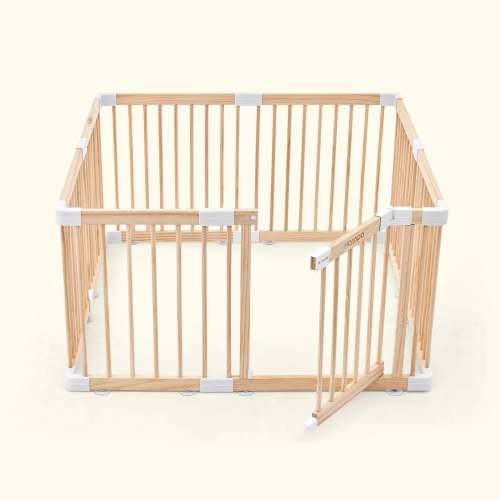 Harppa Grovi GREENGUARD Gold Wooden Baby Gate Playpen | Non-Toxic Foldable DIY Adjustable Play Yard for Infants & Toddlers – Natural Finish Baby Fence for Small & Large Spaces