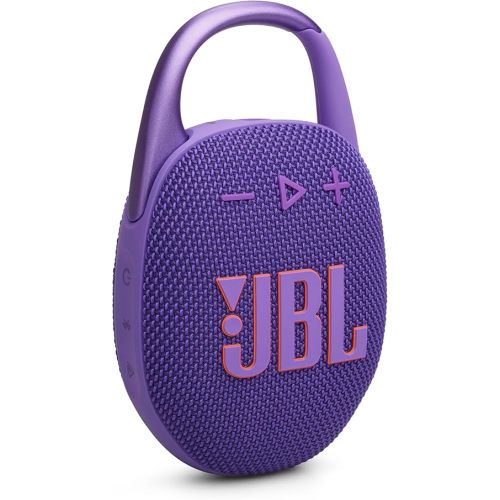 JBL Clip 5 - Ultra-Portable, Waterproof & Dustproof Bluetooth Speaker, Big Pro Sound with Punchy bass, Integrated Carabiner, Up to 12 Hours of Play, Made in Part with Recycled Materials (Purple)