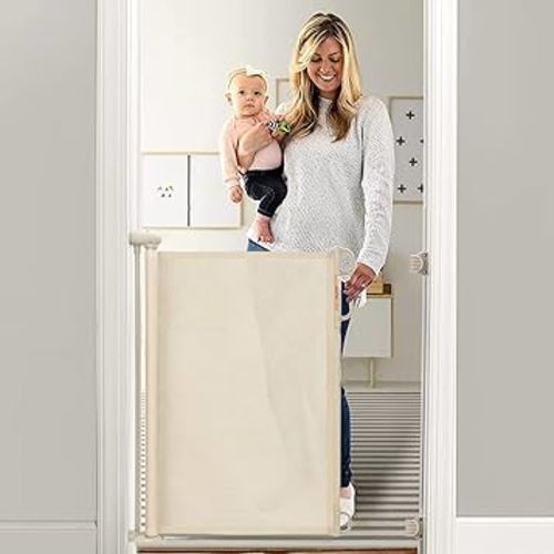 Momcozy Retractable Baby Gate, 33" Tall, Extends up to 55" Wide, Child Safety Baby Gates for Stairs, Doorways, Hallways, Indoor, Outdoor
