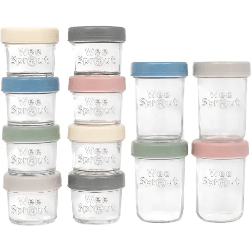 WeeSprout Baby Food Storage Containers, Set of 12 Small Reusable 4oz Jars  With for sale online