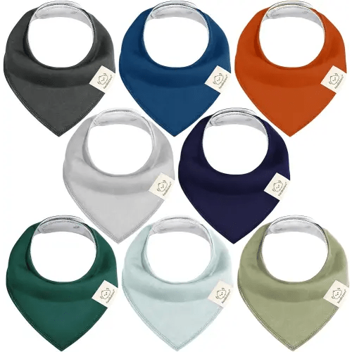 KeaBabies 8-Pack Organic Baby Bandana Drool Bibs for Boys Girls - Soft Cotton Drooling & Teething Bibs for Infants, Toddlers, Super Absorbent Cotton Bandana Bibs for Baby Boy & Girl, Unisex (Hunter)