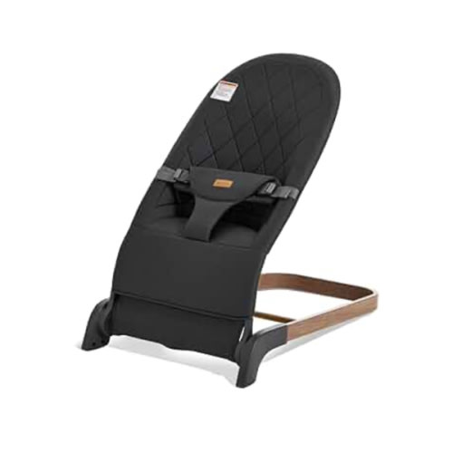 Foldable Baby Bouncer, Baby Seat with 3 Adjustable Heights, Portable Newborn Rocker, Ergonomic Bouncy Seat for Natural Bounce, Bouncer for Babies 0-6 Months, Soft Cotton (Charcoal Gray)