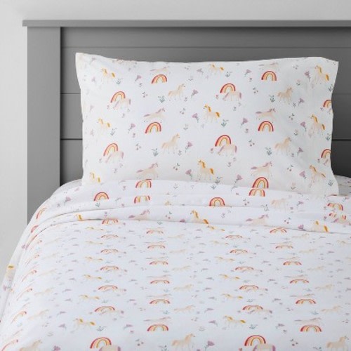 Unicorn Cotton Kids' Sheet Set - Pillowfort™, Size: Twin