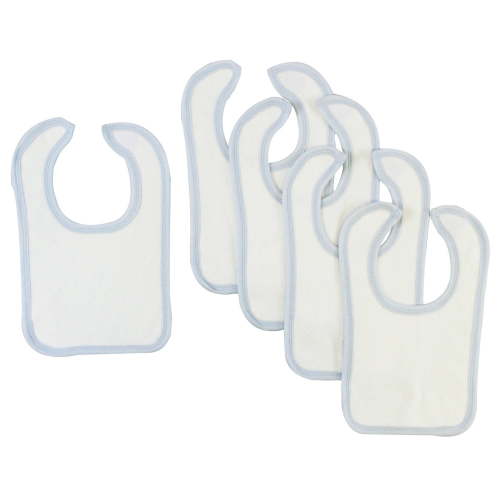Bambini White Bib With Blue Trim (Pack of 5)