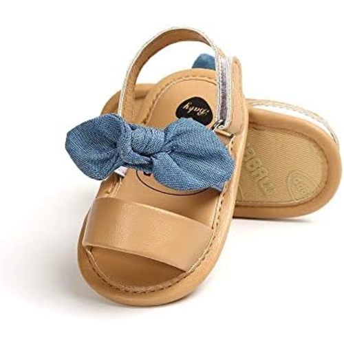 COSANKIM Infant Baby Girls Summer Sandals with Flower Soft Sole Newborn Toddler First Walker Crib Dress Shoes