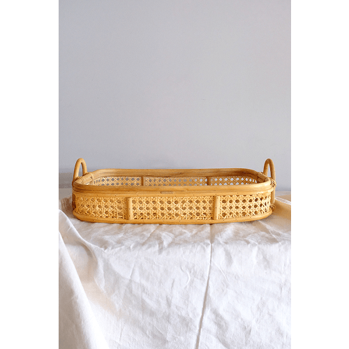 Round Serving Tray Natural Rattan Handwoven - The Ever Good