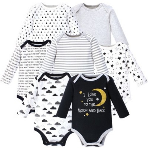 Hudson Baby Cotton Long-Sleeve Bodysuits 7pk, Moon And Back, Size: 6-9 months