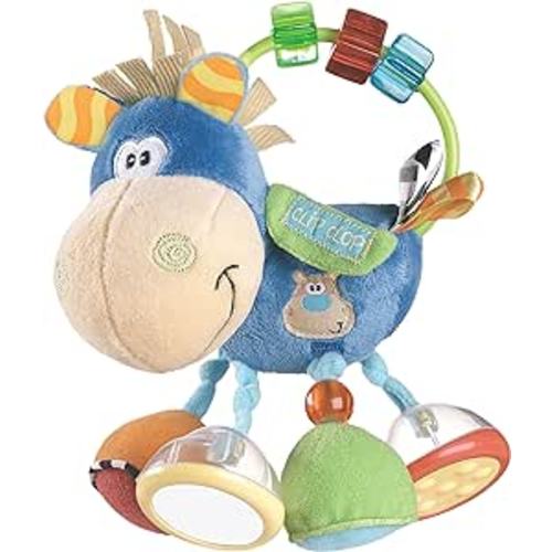 Playgro Horse Soft Baby Toys 3-6-12 months developmental, 3+ Months Rattles Teething Toys for Babies, Newborn & Infant Sensory Non-Toxic Plush Baby Rattle for Boy Girl with Clip Clop Activity Gift - Dark Blue Horse