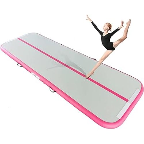 Inflatable Air Gymnastics Mat 6.6ft 10ft 13ft 16ft Tumbling Training Mat with Carry Bag Electric Pump For Home, Outdoor, Gym, Cheerleading, Yoga, Water Exercise