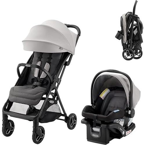 Graco Ready2Jet Travel System – Overhead Friendly Compact Travel Stroller with Automatic Fold and SnugRide Infant Car Seat