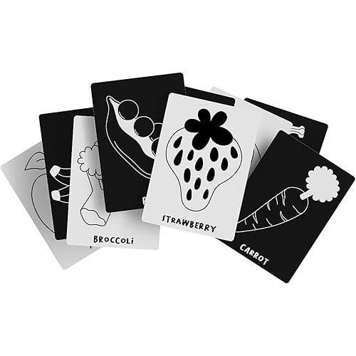 Lalo Art Cards - High Contrast Baby Cards, Black and White Baby Cards, Printed with Soy-Based Ink, Set of 9 High Contrast Cards, Ideal Baby Gift for Development - Safari Animals