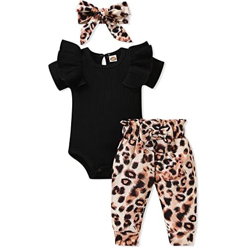 fioukiay Preemie Newborn Baby Girls Clothes Infant Little Kids Romper Bodysuit Pants Headband Clothing Set Summer Outfits