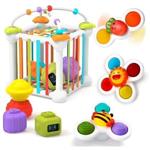 Boxgear BPA Free & Silicone Made Baby Shape Sorter Travel Toys for Boys and Girls – Sensory Toys for Toddlers 1-3 Age – Kids Motor Skills Hand-Eye Coordination