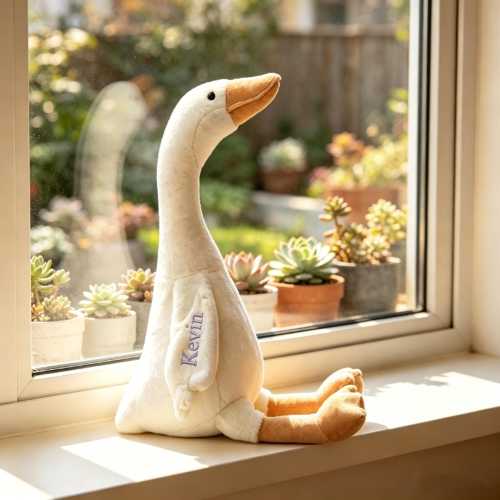 Personalized Embroidered Plush Goose – Custom Name Stuffed Animal, Sleep Toys, Neutral Nursery ToyPlush Goose| Goose for Baby| Soft Goose