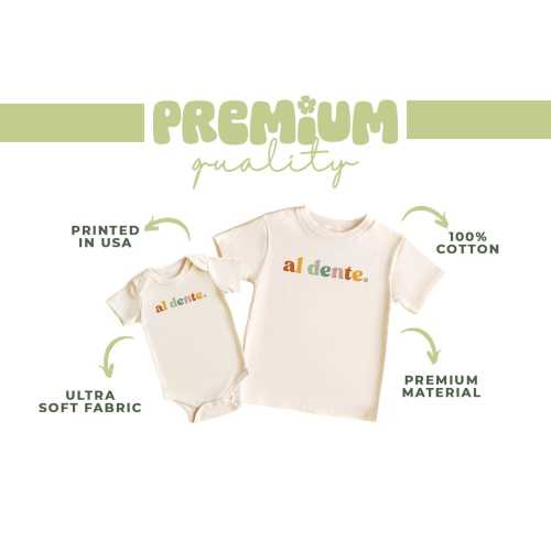 al dente Shirt and Onesie®, Italian Foodie Toddler & Youth Shirt, Pasta Lover Shirt, Baby Chef Bodysuit, Baby Shower Gift, Shirt for Kids