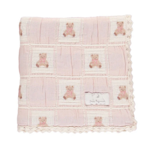 Bebe Organic Teddy Bear Mauve Baby Blanket – blue daisy