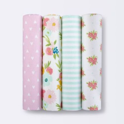 Flannel Baby Blankets Floral Fields 4pk - Cloud Island™