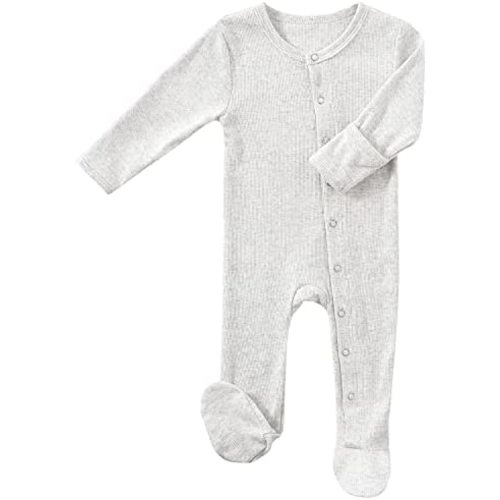 KISBINI Baby Footed Pajamas with Mitten Cuffs Unisex Cotton Snap-up Romper Jumpsuit Sleep and Play 0-12 Months Footies