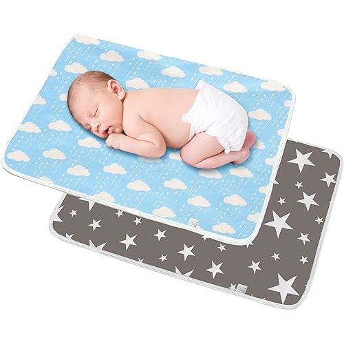Waterproof Baby Diaper Changing Pad Multi Function Diaper Change Mat for Girls Boys Newborn - Leak Proof Sanitary Mats for Home and Outdoor, Travel,Premium Liners 19.6X27.5 in (Grey&Blue)