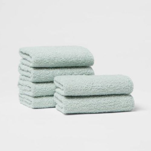 6pk Washcloth Set Mint - Room Essentials™: Lightweight Cotton-poly Blend, Terry Construction, Oeko-tex Certified